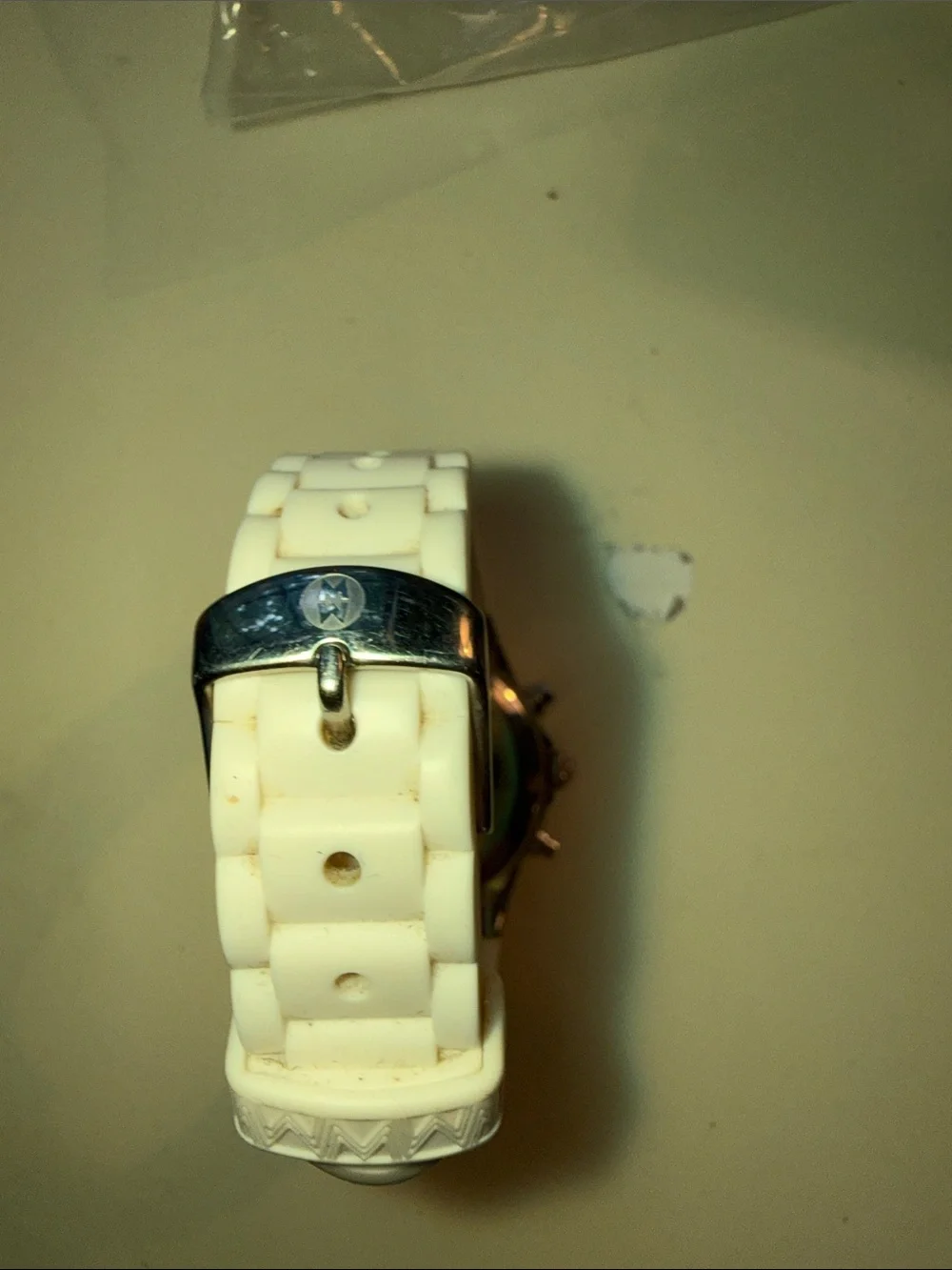 Michele White and Silver Chronograph Watch